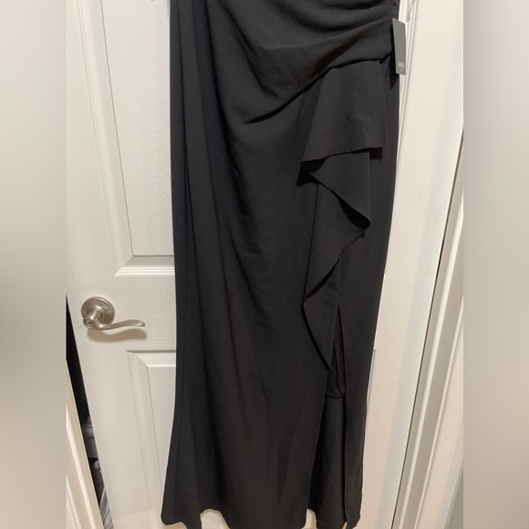 Marina Black Sheath Dress with rhinestone Straps - Picture 2 of 12